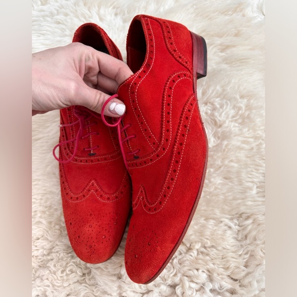 Paul Smith Red Suede Wingtip Shoes - Picture 2 of 7